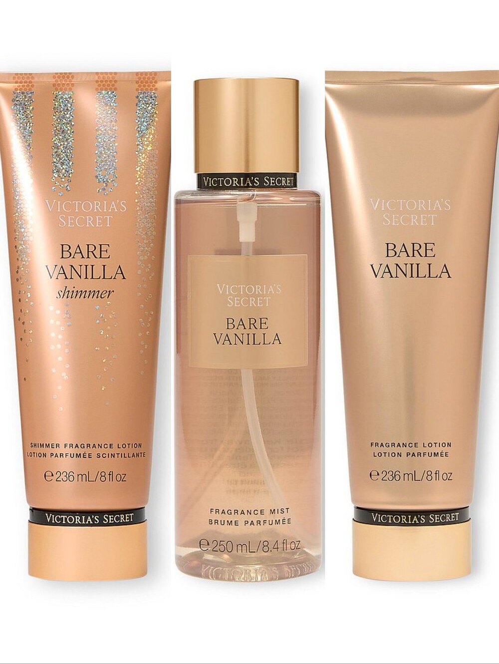 Victoria's Secret Bare Vanilla Fragrance 3 Piece Mist & Lotion Set NEW